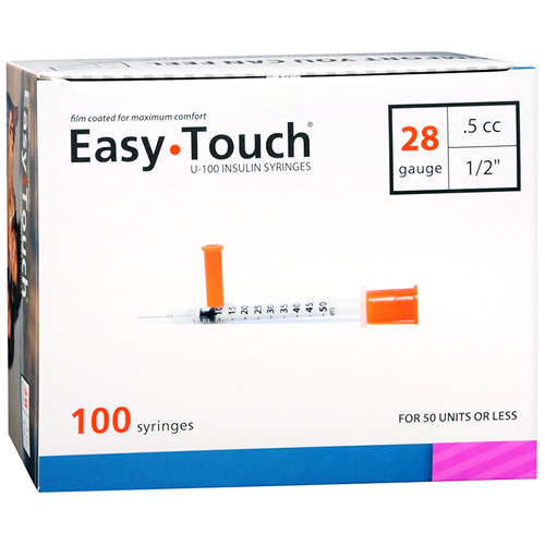 Easy Touch Insulin Syringes 28 Gauge
