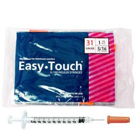 EasyTouch Insulin Syringe - 31G 1CC 5/16" - Polybag of 10ct - Total Diabetes Supply
