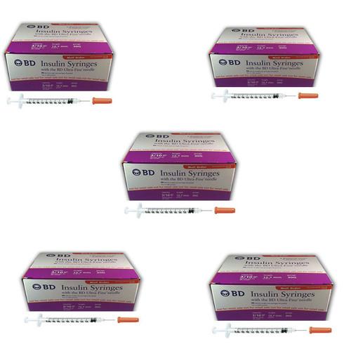 BD Ultra-Fine Insulin Syringes 30g 3/10cc 1/2in 90/bx - Case of 5 (328280)