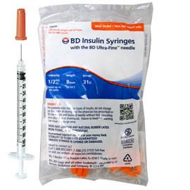BD Insulin Syringes Ultra-Fine II Short Needle -31G 1/2cc 5/16" - Polybag of 10ct - Total Diabetes Supply
