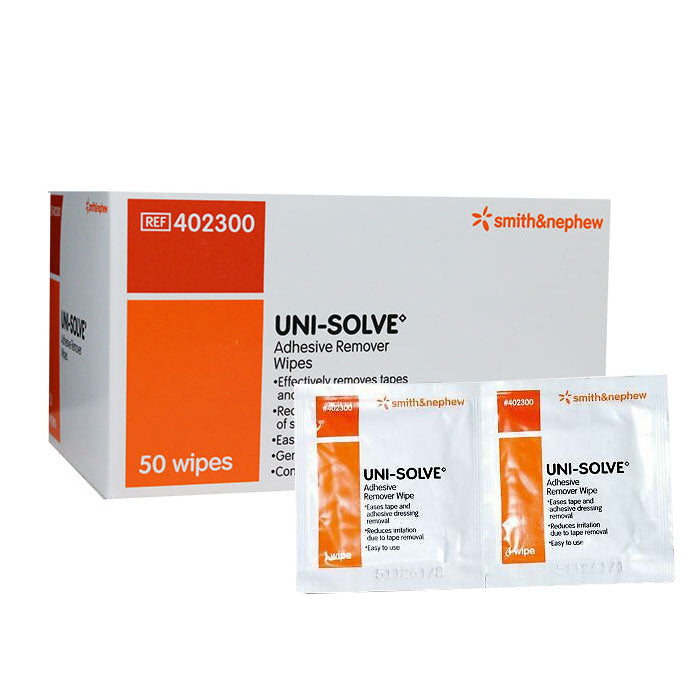 Smith and Nephew UNI-SOLVE Adhesive Remover Wipes Box of 50