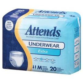 Attends Extra Absorbency Protective Underwear, Medium (34? to 44 inches?, 120-175 lbs) - One pkg of 20 each - Total Diabetes Supply
