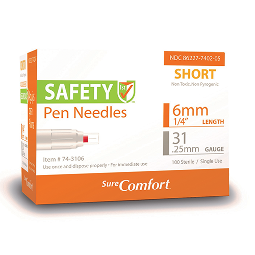 SureComfort Safety Pen Needles Short - 31G x 6mm - BX 100