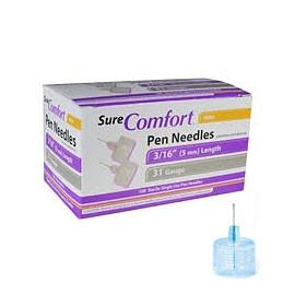 SureComfort Mini Pen Needles - 31G 3/16"  - BX 100 - Total Diabetes Supply
