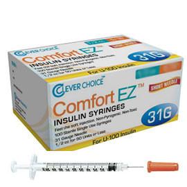 Clever Choice Comfort EZ Insulin Syringes - 31G U-100 3/10 cc 5/16" - BX 100 - Total Diabetes Supply

