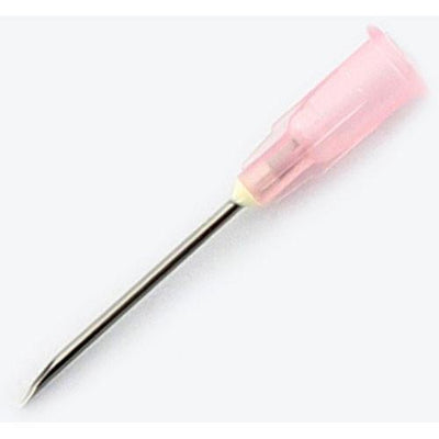 Hypodermic Needle, Regular Bevel, 18g x 1, Pink - Box of 100