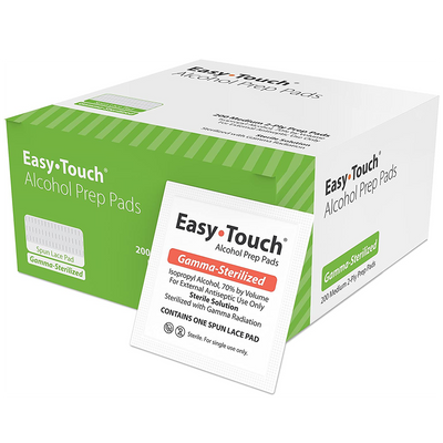 EasyTouch Alcohol Prep Pads, Gamma-Sterilized, Medium 2-Ply - 200 ct.
