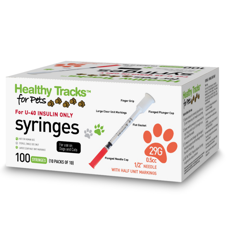 Healthy Tracks for Pets Syringes - U-40 29G 1/2" .5cc half unit - 100 ct.