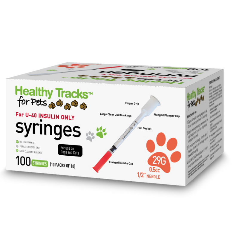 Healthy Tracks for Pets Syringes - U-40 29G 1/2" .5cc - 100 ct.