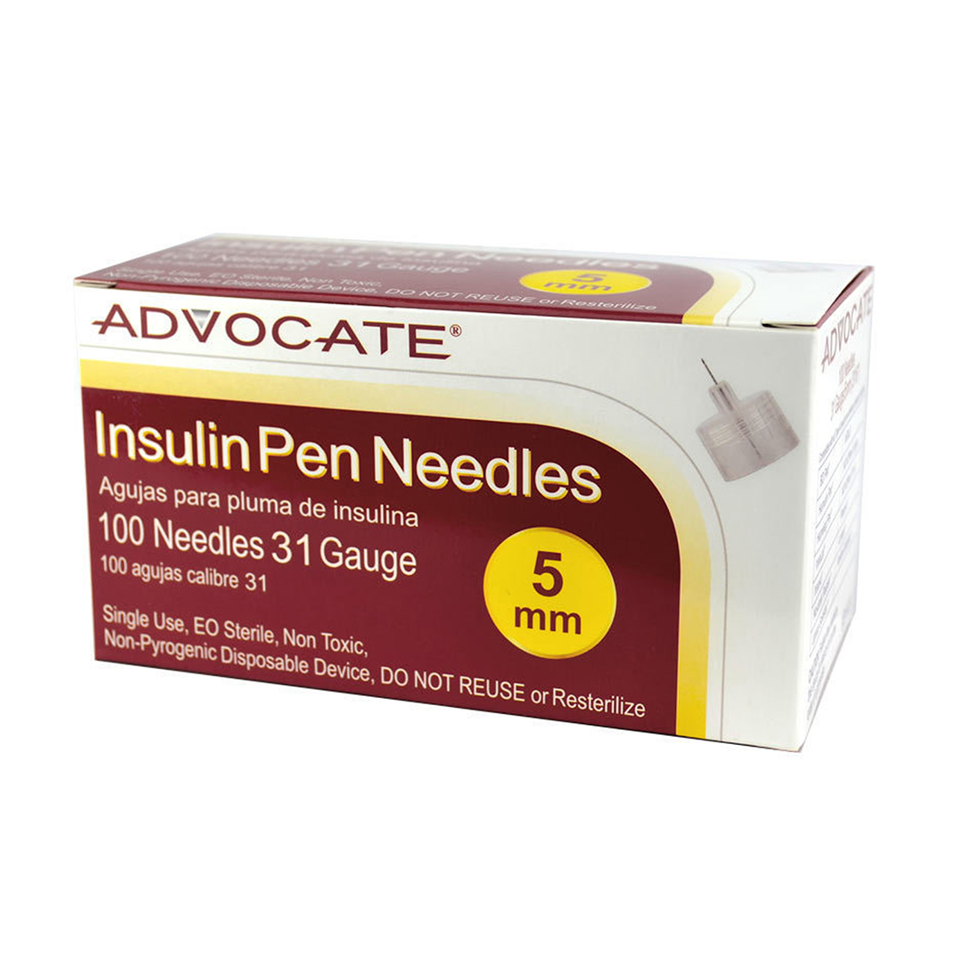 Advocate Mini Pen Needle - 31G 5mm 3/16- BX 100- Case of 5