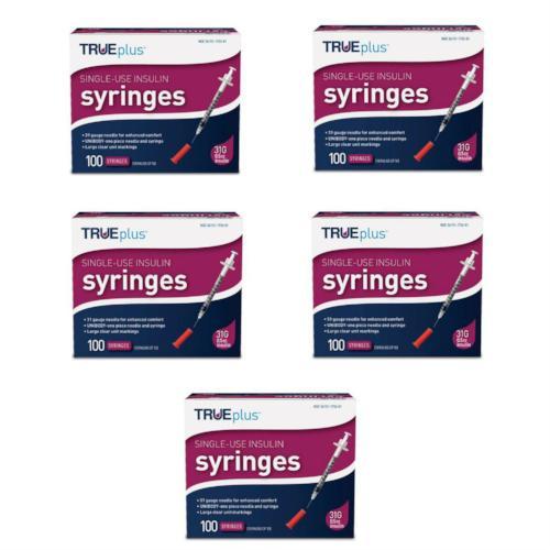 TRUEplus Insulin Syringes - 31G .5cc 5/16" - BX 100, Case of 5
