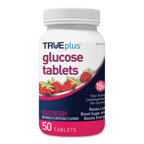TRUEplus Glucose Tablets for Diabetes Raspberry