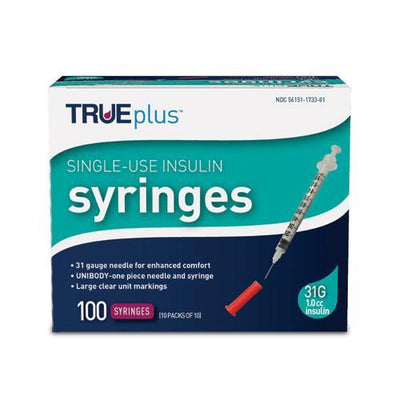 TRUEplus Insulin Syringes - 31G 1cc 5/16" - BX 100 - Total Diabetes Supply