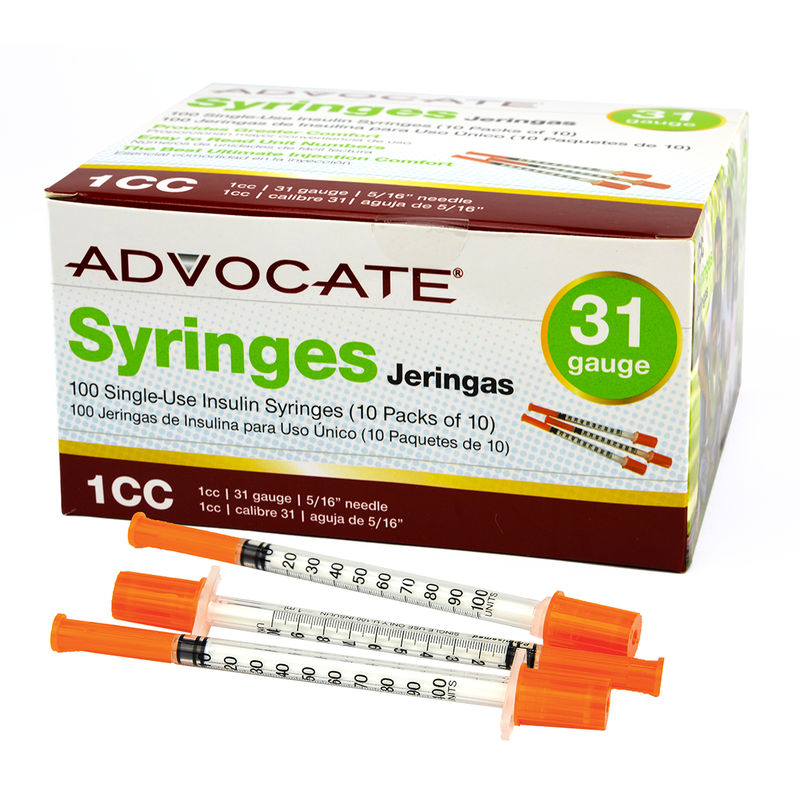 Advocate Insulin Syringes - 31G 1cc 5/16" - BX 100