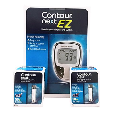 Bayer Contour Next EZ Glucose Meter Kit (Meter with 100 Test Strips)