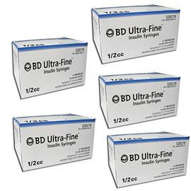 BD Ultra-Fine Insulin Syringes 30g 1/2cc 1/2in 90/bx - Case of 5 (328279)