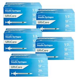 UltiCare Ulti-Fine U-100 Insulin Syringes 29g 1/2cc 1/2in 100/bx Case of 5 - Total Diabetes Supply
