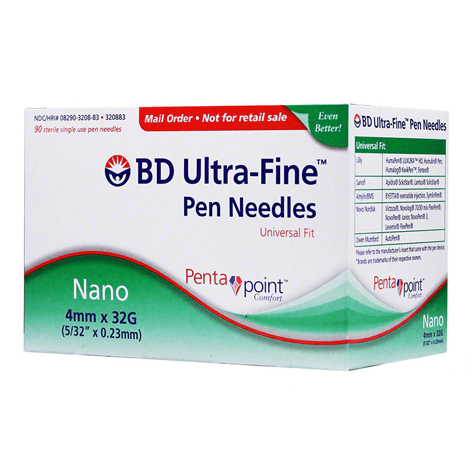 BD Ultra-Fine Nano Pen Needle, 5/32, 32-Gauge - 90 count