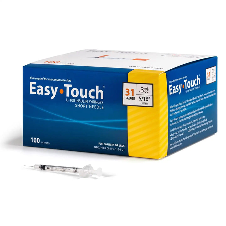 EasyTouch U-100 Insulin Syringes - 31G .3CC 5/16