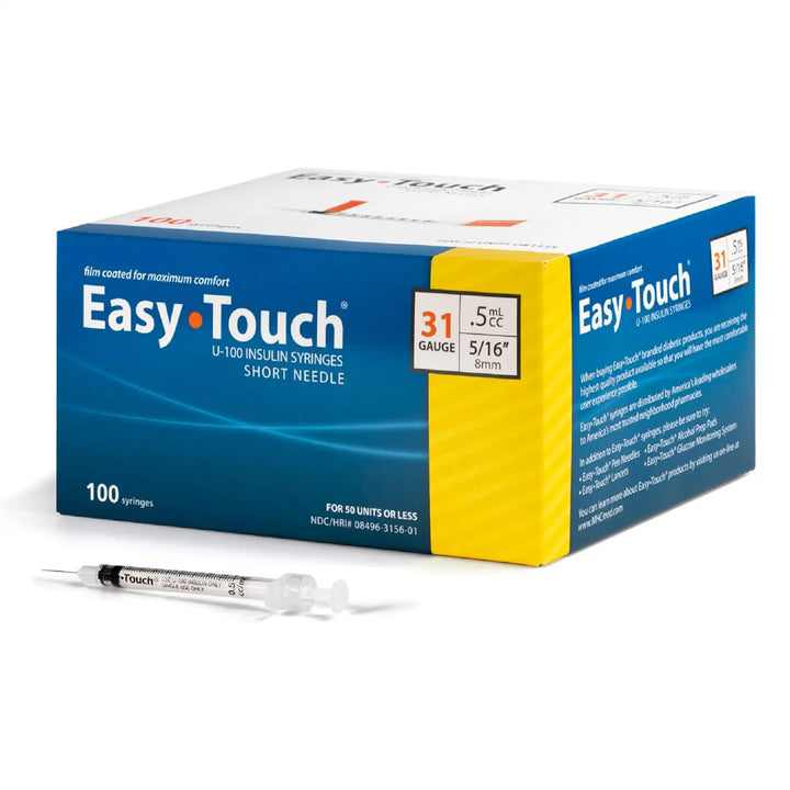 EasyTouch U-100 Insulin Syringes - 31G .5cc 5/16