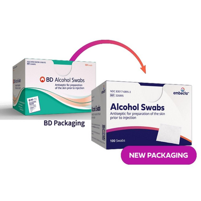 BD Embecta Alcohol Swabs - Foil Wrapped Wipes - BX 100 (formerly BD Alcohol Swabs)