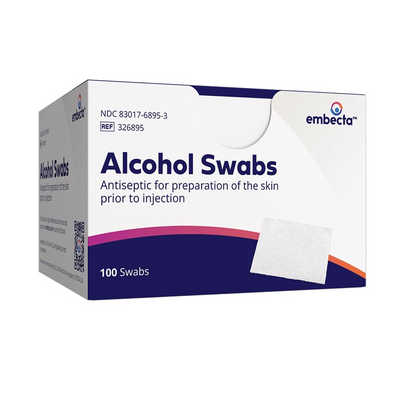 BD Embecta Alcohol Swabs - Foil Wrapped Wipes - BX 100 (formerly BD Alcohol Swabs)