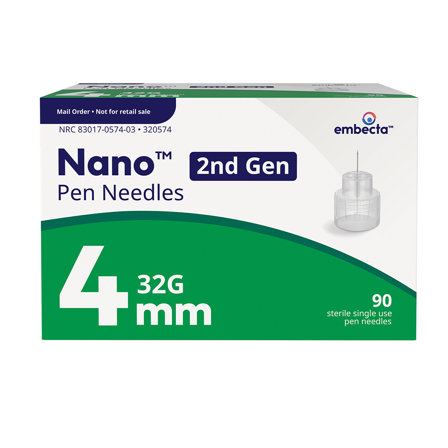 Embectaa 32x4 BD Nano 2nd Gen Pen Needles - 32G 4mm, Box of 90