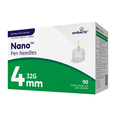 BD Embecta Nano Ultra Fine Pen Needles - 32G 4mm - BX 90 (formerly BD)