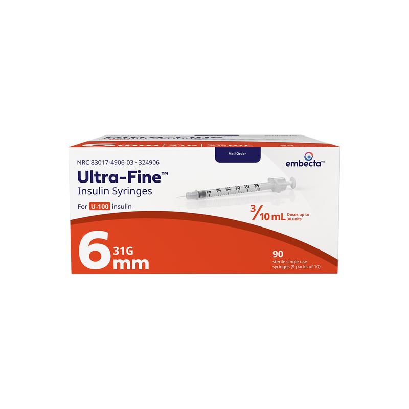 BD Embecta Veo Insulin Syringes Ultra-Fine Needle - 31G 3/10cc 15/64" - BX 90 (formerly BD)