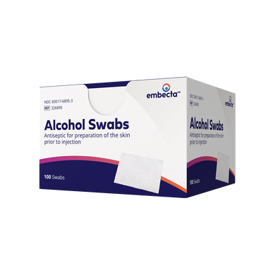 BD Embecta Alcohol Swabs - Foil Wrapped Wipes - BX 100 (formerly BD Alcohol Swabs)