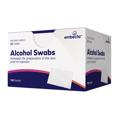 BD Embecta Alcohol Swabs - Foil Wrapped Wipes - BX 100 (formerly BD Alcohol Swabs)