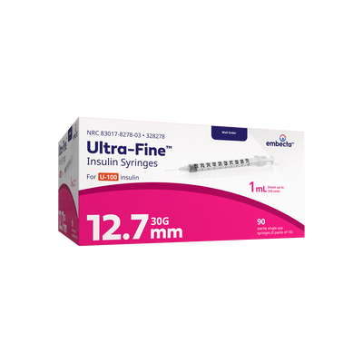 BD Embecta Ultra-Fine Insulin Syringe - 30G 1cc 1/2" - BX 90