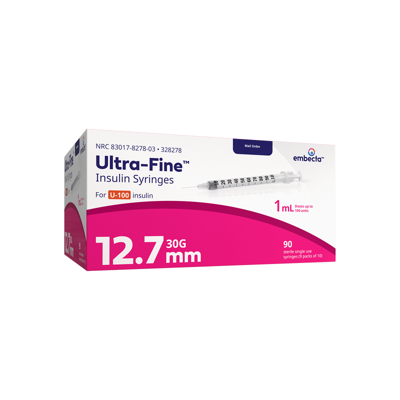 BD Embecta Ultra-Fine Insulin Syringe - 30G 1cc 1/2" - BX 90