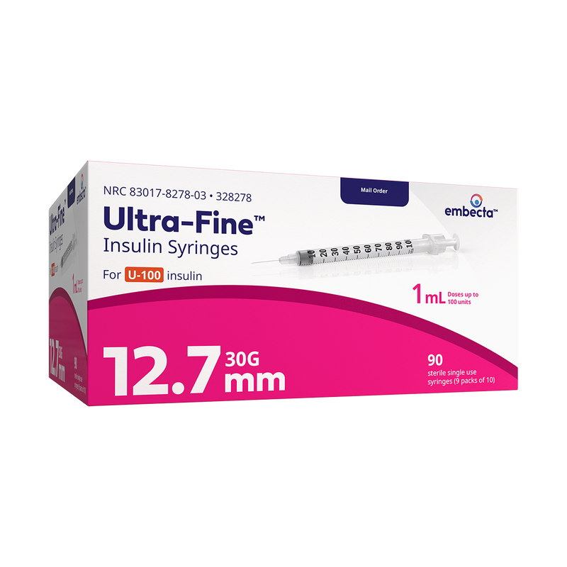 BD Embecta Ultra-Fine Insulin Syringe - 30G 1cc 1/2" - BX 90
