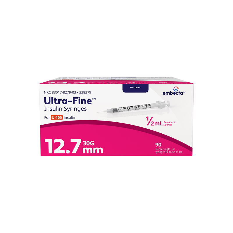 BD Embecta Ultra Fine Insulin Syringes - 30G 1/2cc 1/2" - BX 90