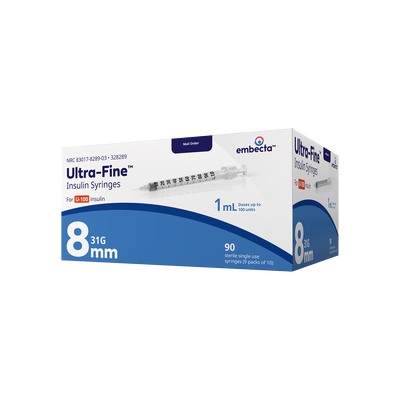 BD Embecta Ultra-Fine II Short Needle Insulin Syringe - 31G 1cc 5/16" - BX 90