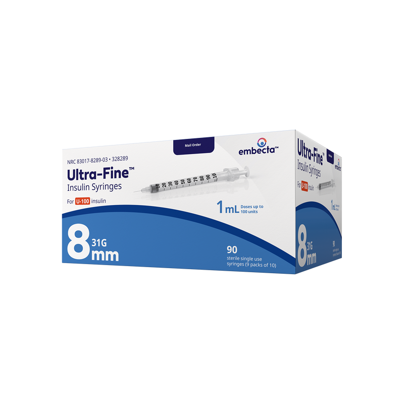 BD Embecta Ultra-Fine II Short Needle Insulin Syringe - 31G 1cc 5/16" - BX 90
