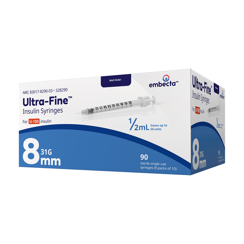 BD Embecta Insulin Syringes Ultra-Fine II Short Needle - 31G 1/2cc 5/16" - BX 90 (formerly BD)