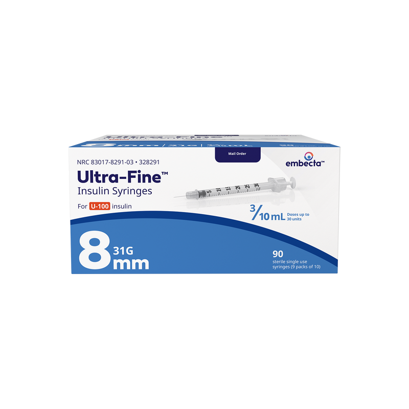 BD Embecta Ultra-Fine II Short Needle Insulin Syringe - 31G 3/10cc 5/16" - BX 90 (formerly BD)