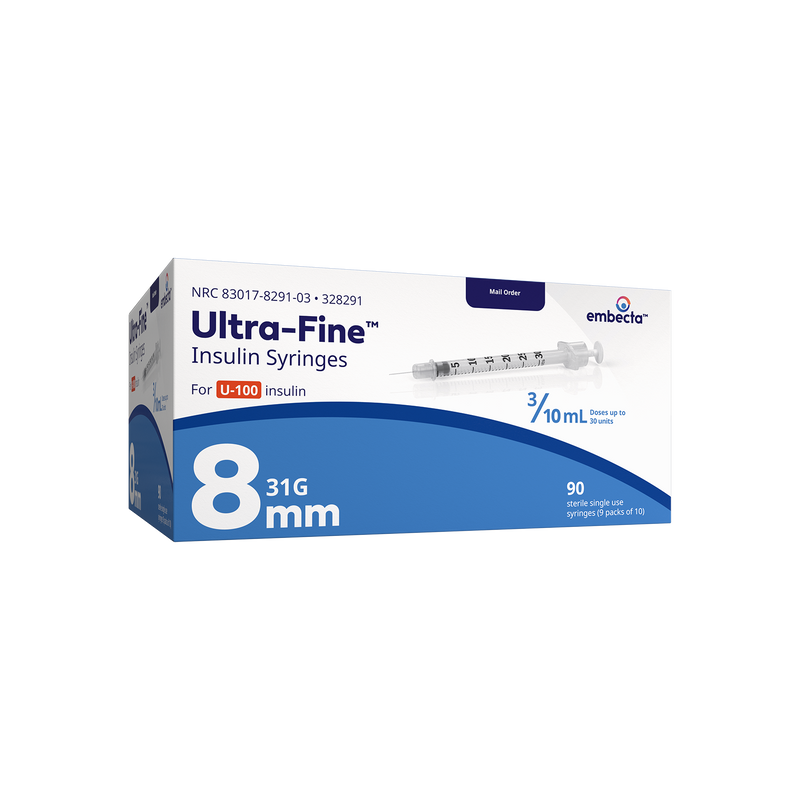 BD Embecta Ultra-Fine II Short Needle Insulin Syringe - 31G 3/10cc 5/16" - BX 90 (formerly BD)