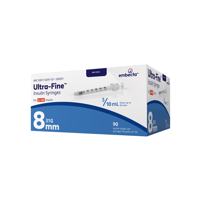 BD Embecta Ultra-Fine II Short Needle Insulin Syringe - 31G 3/10cc 5/16" - BX 90 (formerly BD)