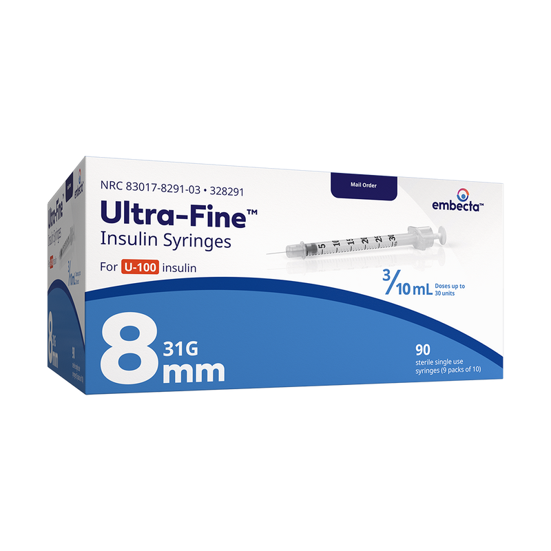 BD Embecta Ultra-Fine II Short Needle Insulin Syringe - 31G 3/10cc 5/16" - BX 90 (formerly BD)