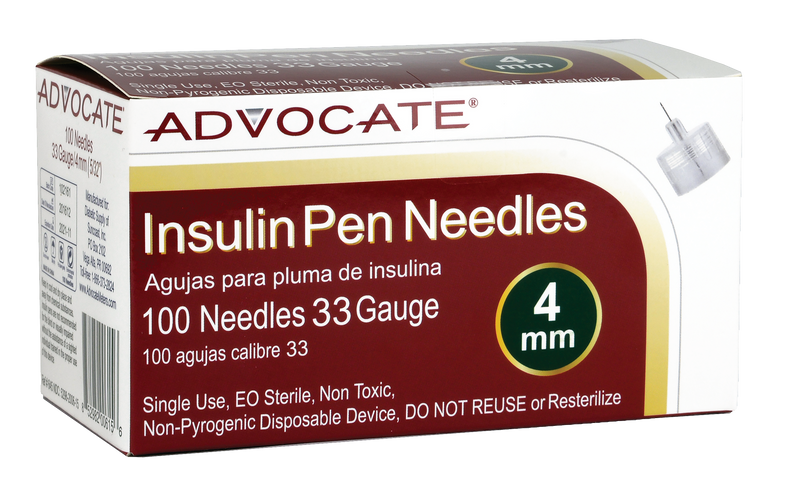Advocate Ultra-Thin Mini Pen Needles - 33G x 4mm (5/32") - BX 100