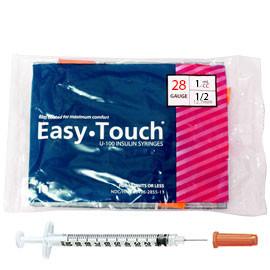 EasyTouch Insulin Syringes - 28G 1CC 1/2" - Polybag of 10ct - Total Diabetes Supply

