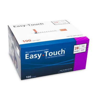 EasyTouch Insulin Syringes - 28G 1CC 1/2 inch - BX 100 - Total Diabetes Supply
