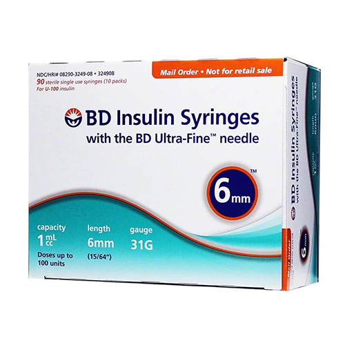 BD Ultra-Fine Insulin Syringes 31G 1cc 6mm - 90ct