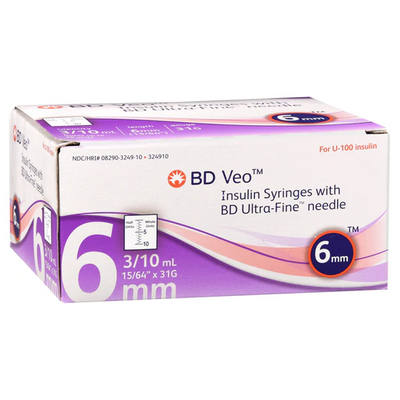 BD Ultra Fine Syringes 1cc 8mm 31g 90's