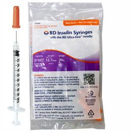 BD Insulin Syringes Ultra Fine Needle -30G  3/10cc 1/2" - Polybag of 10ct - Total Diabetes Supply
