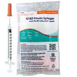 BD Ultra-Fine II Short Needle Insulin Syringe -  31G 1cc 5/16" - Polybag of 10ct - Total Diabetes Supply
