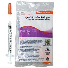 BD Ultra-Fine II Short Needle Insulin Syringe -  31G 3/10cc 5/16" - Polybag of 10ct - Total Diabetes Supply
